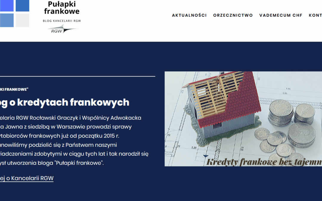 Pułapki frankowe – nowy blog ekspercki Kancelarii RGW